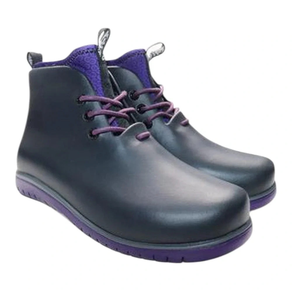 Ccilu Panto Pola Women High Top Ankle Boots Lace-up Rainboots Royal Purple‎ Sz 7